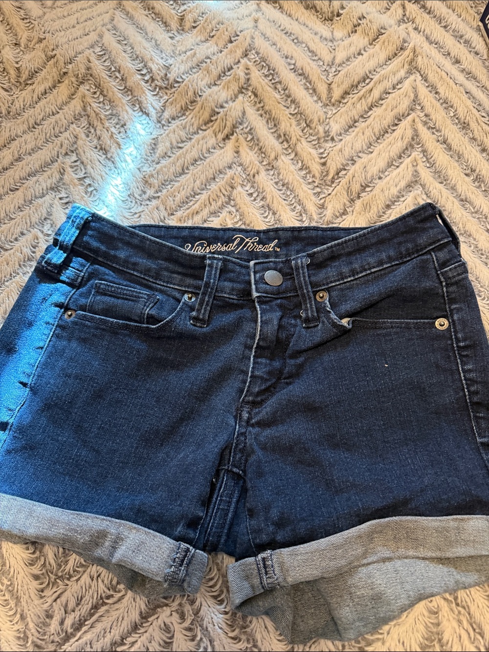 Universal Thread Navy Blue Denim Rolled Hem Women's Shorts